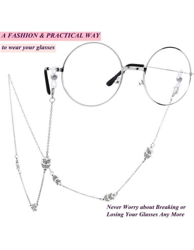 Cadena Lanyard KAI Top Plata 70 cm para Gafas de Mujer