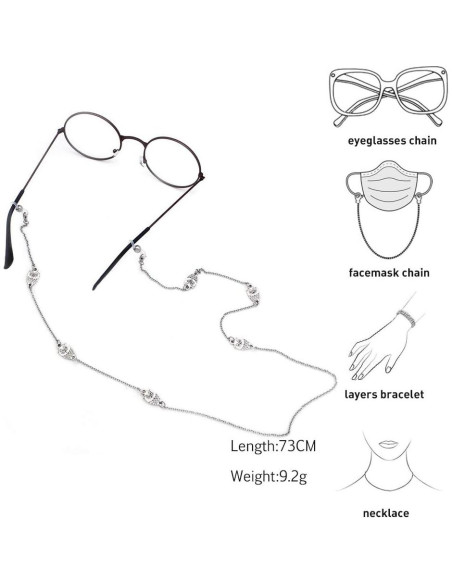 Cadena Lanyard KAI Top Plata 70 cm para Gafas de Mujer