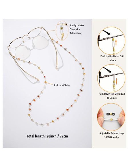 Cadena de Gafas para Mujeres Citrino Soporte Antideslizante