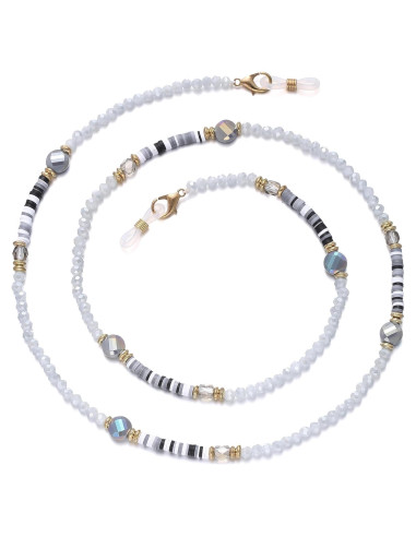 Cadena de Gafas de Perlas para Mujeres Gris Claro 71 cm