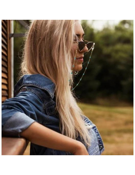 Cadena de Gafas para Mujeres Soporte de Piedra Turquesa