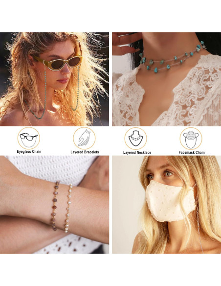 Cadena de Gafas para Mujeres Soporte de Piedra Turquesa
