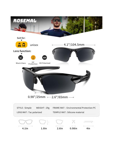 Gafas de sol deportivas Rosemal 7121A polarizadas UV400