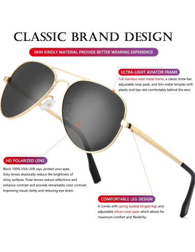 Gafas de Sol Aviador AIEYEZO Polarizadas UV400 Unisex