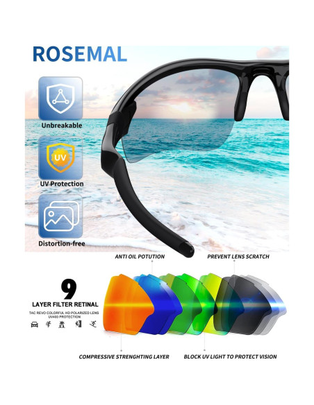 Gafas de sol deportivas Rosemal 7121A polarizadas UV400