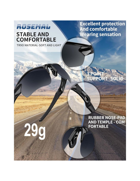 Gafas de sol deportivas Rosemal 7121A polarizadas UV400