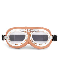 Gafas de Moto Vintage Peicees Marco Plateado Lentes Transparentes