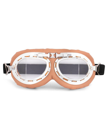 Gafas de Moto Vintage Peicees Marco Plateado Lentes Transparentes