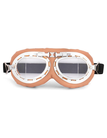 Gafas de Moto Vintage Peicees Marco Plateado Lentes Transparentes