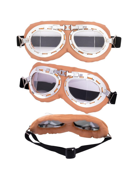 Gafas de Moto Vintage Peicees Marco Plateado Lentes Transparentes