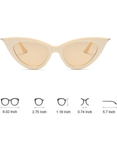 Gafas de sol OZPYKAE ojo de gato para mujeres beige 2