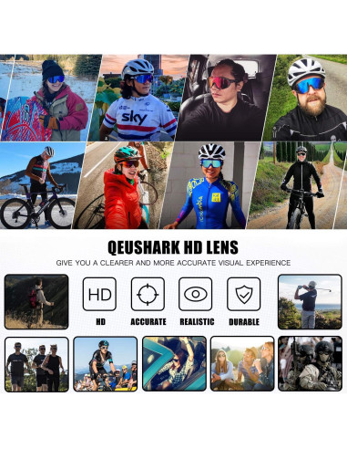 Gafas de Ciclismo Queshark QE48 Polarizadas 3 Lentes UV400