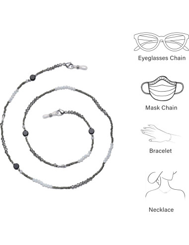 Cadena de Gafas con Perlas de Cristal - 72 cm - Chic