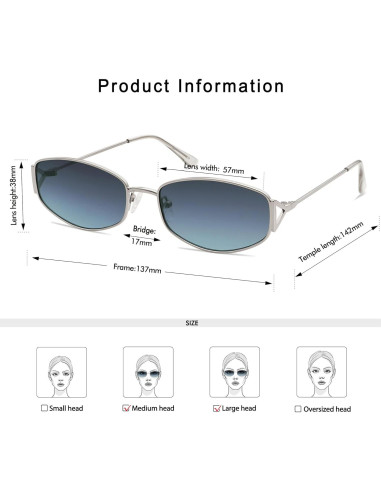Gafas de Sol Ovaladas Retro Metal UV400 AP3625 Plata/Azul