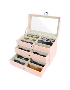 Estuche Organizador de Gafas de Sol 18 Compartimentos Cuero