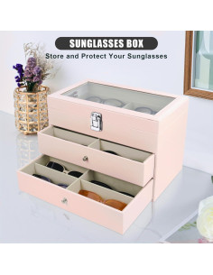 Estuche Organizador de Gafas de Sol 18 Compartimentos Cuero 2