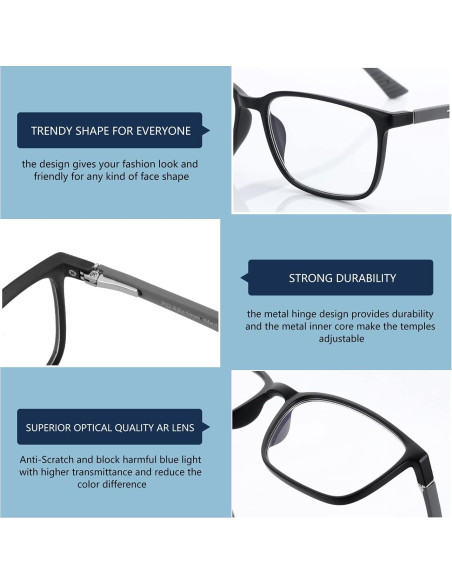 Gafas de lectura Bluemoky con luz azul para hombres