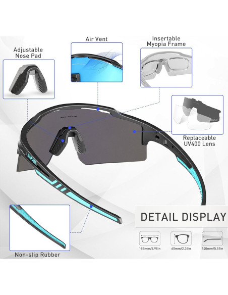 Gafas de Ciclismo KAPVOE UV400 con 3 Lentes Reemplazables Gafas de Ciclismo KAPVOE UV400 con 3 Lentes Reemplazables