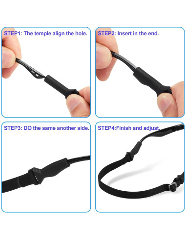 Correas para Gafas LVVFIT Niños 16.5-25.4 cm Ajustables 4 Pzas