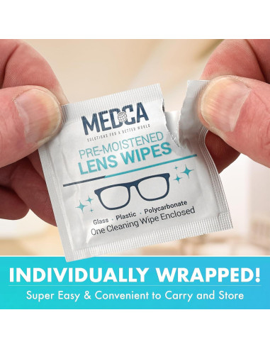 Toallitas de limpieza de lentes MEDca - Paquete de 200 unidades