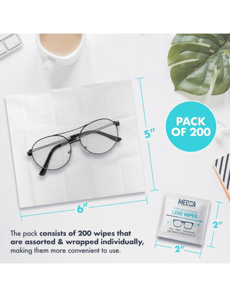 Toallitas de limpieza de lentes MEDca - Paquete de 200 unidades