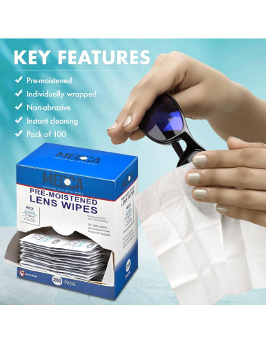 Toallitas de limpieza de lentes MEDca - Paquete de 200 unidades