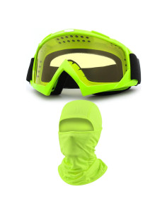 Gafas de Motocross Immoono con Balaclava Verde Ámbar