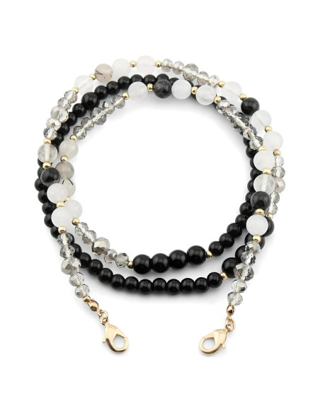 Cadena de Gafas de Piedra Preciosa Natural para Mujeres - Cuarzo Turmalina Negra