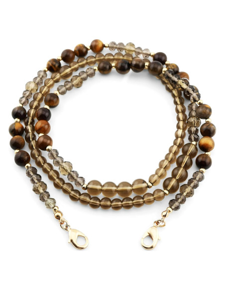 Cadena para Gafas de Piedra Preciosa Ojo de Tigre Dorado