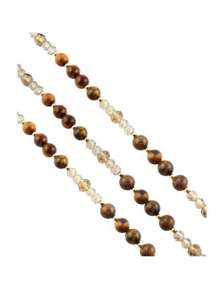 Cadena para Gafas de Piedra Preciosa Ojo de Tigre Dorado