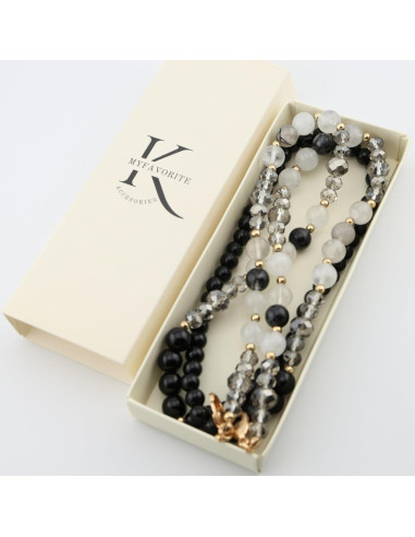 Cadena de Gafas de Piedra Preciosa Natural para Mujeres - Cuarzo Turmalina Negra