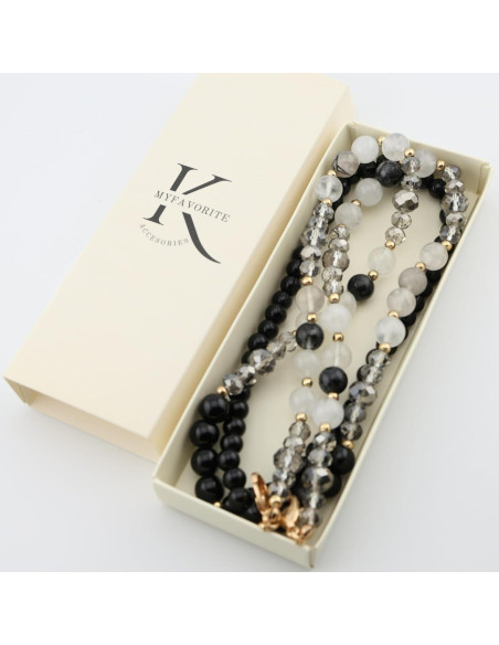 Cadena de Gafas de Piedra Preciosa Natural para Mujeres - Cuarzo Turmalina Negra