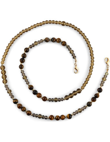 Cadena para Gafas de Piedra Preciosa Ojo de Tigre Dorado