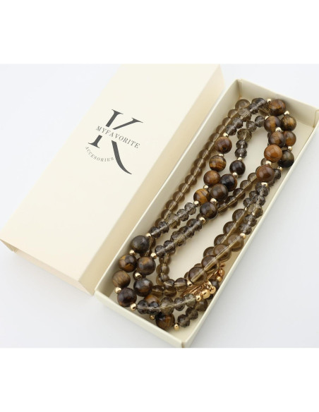 Cadena para Gafas de Piedra Preciosa Ojo de Tigre Dorado