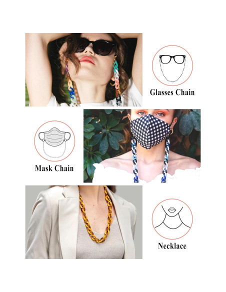 Cadena de Gafas Acrílica Turquesa para Mujeres 71 cm Cadena de Gafas Acrílica Turquesa para Mujeres 71 cm