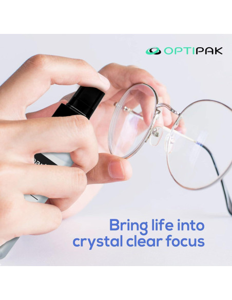 Kit de limpieza de lentes OPTIPAK - 2 Spray 30ml + 2 Paños