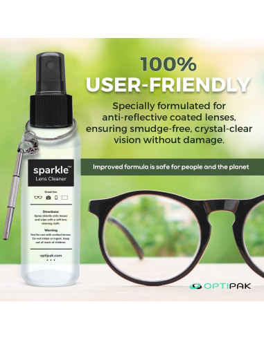 Kit de limpieza de lentes OPTIPAK - 2 Spray 30ml + 2 Paños