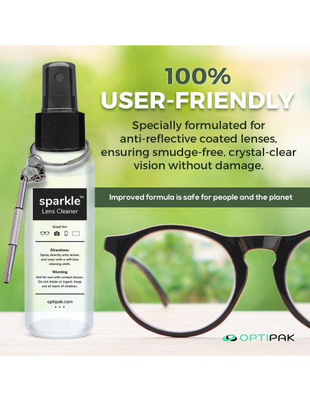 Kit de limpieza de lentes OPTIPAK - 2 Spray 30ml + 2 Paños