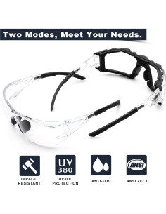 Gafas de Seguridad UKNOW - Antivaho y Espuma Desmontable 2