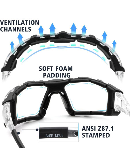 Gafas de Seguridad UKNOW - Antivaho y Espuma Desmontable