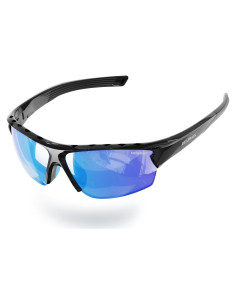 Gafas de Sol Polarizadas DEAFRAIN Marco TR90 Negro Lente Azul