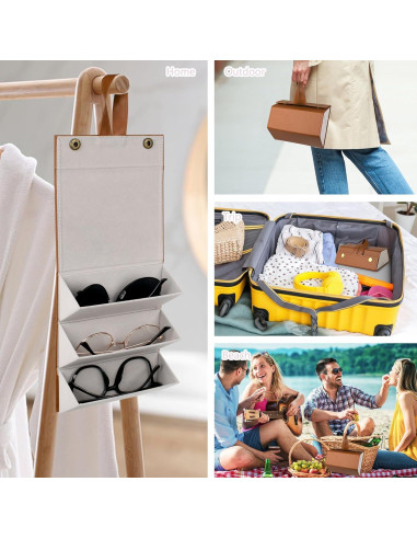 Estuche Plegable para Gafas de Sol - Marrón - Organizador Multifuncional