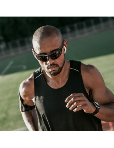 Gafas de Sol Polarizadas DEAFRAIN Marco TR90 Negro Lente Azul