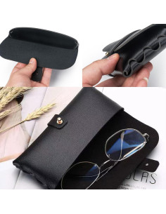 Estuche de Gafas de Cuero Onrtry con Hebilla y Paño 2