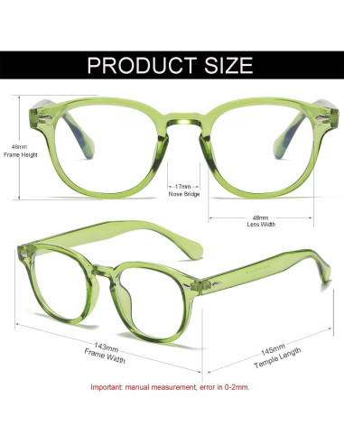 Gafas Retro Redondas NIDOVIX con Bloqueo Luz Azul Unisex