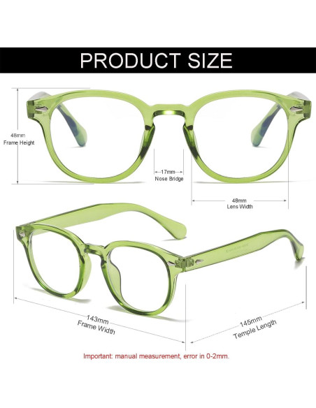 Gafas Retro Redondas NIDOVIX con Bloqueo Luz Azul Unisex