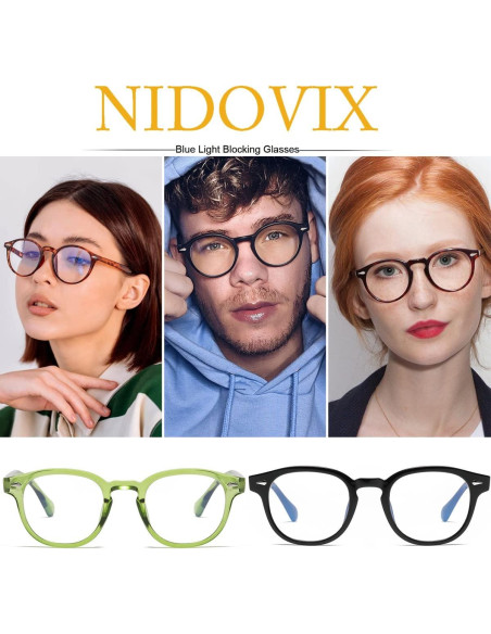 Gafas Retro Redondas NIDOVIX con Bloqueo Luz Azul Unisex