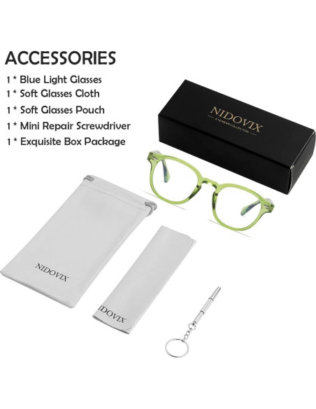 Gafas Retro Redondas NIDOVIX con Bloqueo Luz Azul Unisex