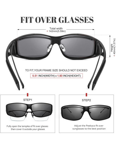 Gafas de Sol Polarizadas Peekaco UV400 para Prescripción