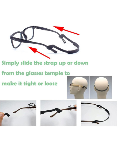 Correa para Gafas de Silicona Elástica 26 cm 3 Pcs